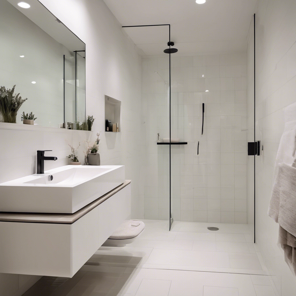 bathroom painted in crisp white trending paint colours with modern fixtures