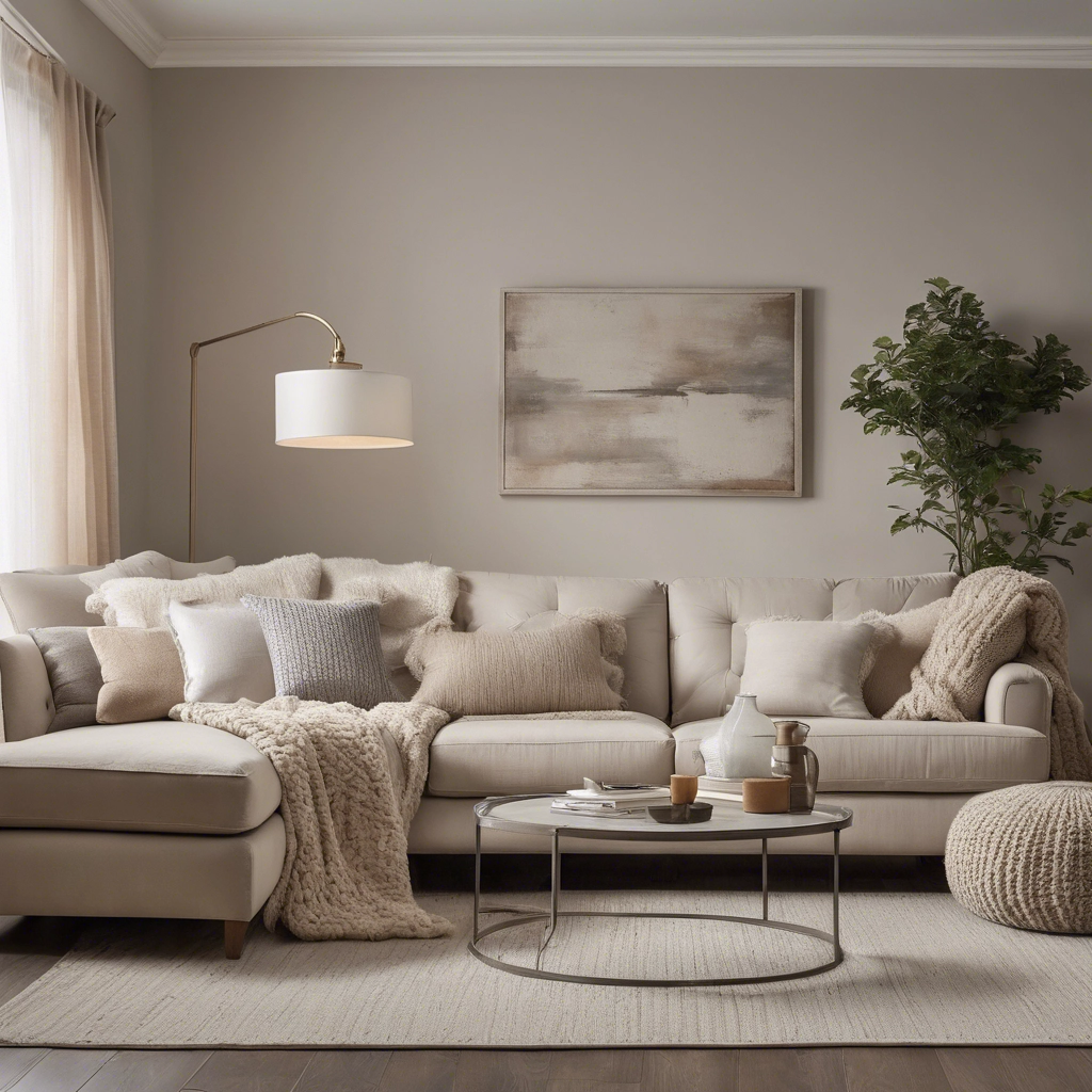 Professional painting of a living room with modern decor and neutral tones.